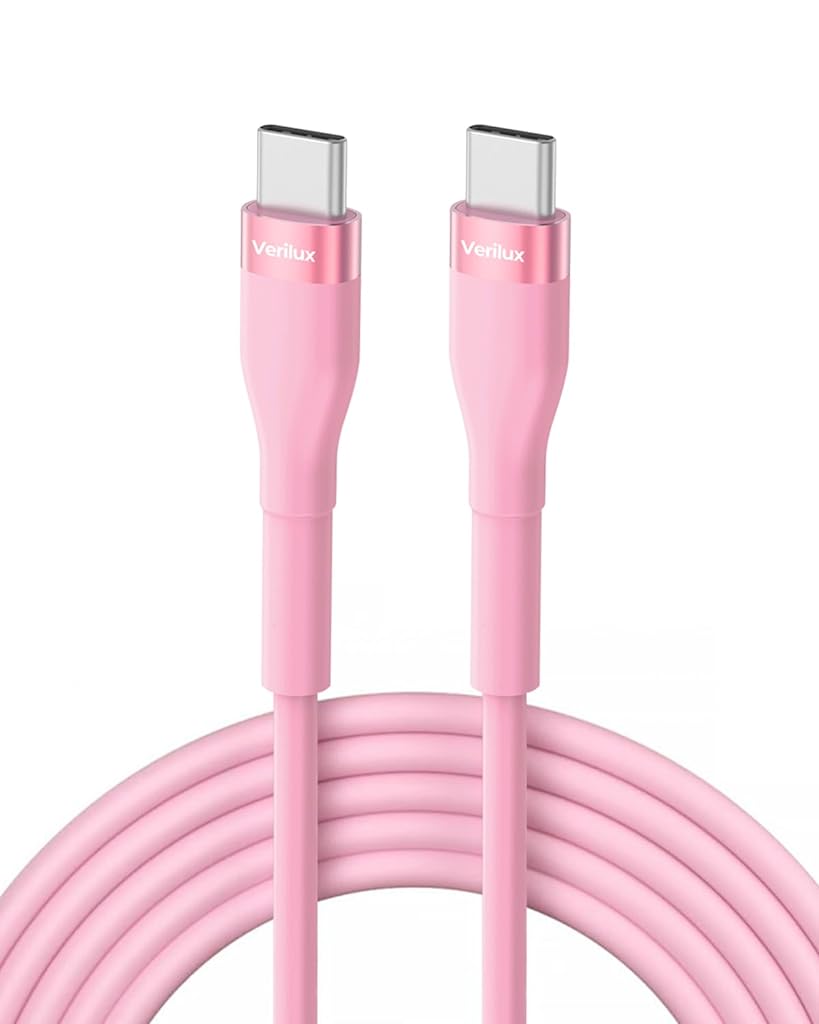 Verilux® Type C to Type C Cable, 6.6ft Support 100W PD Fast Charging USB Type C Cable, 480Mbps Data Transfer Cable, C Type Cable for MacBook Pro 2020, iPad Pro 2020, iPad Air 4, Samsung S23 Pink - verilux