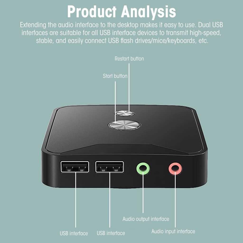 2 USB Port and 3.5mm Audio Desktop Computer Power Switch - verilux