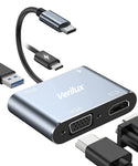 4 in 1 Multiport Adapter with 4K@30Hz HDMI, 1080P VGA Adapter, USB 3.0 Port, 87W Power Delivery Port