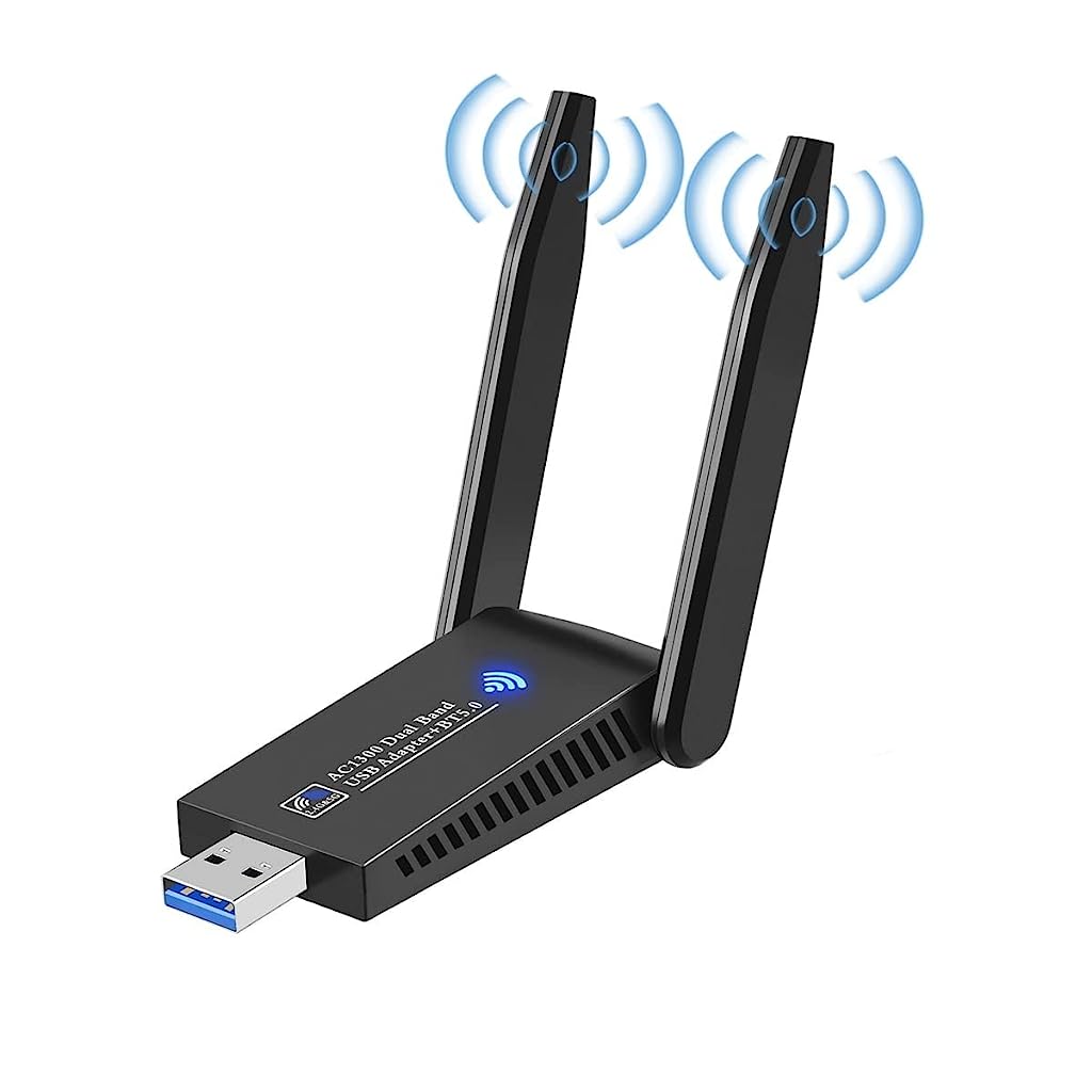 Verilux 5G USB WiFi Dongle for PC, AC1300Mbps USB3.0 WiFi Adapter, Dual Band 2.4GHz & 5.8GHz USB WiFi Computer Internet Adapter for PC/Desktop/Tablet/Laptop, Support Mac iOS/XP/Vista Windows 11/10/8 - verilux