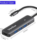 Verilux USB C Hub, 5 in 1 Type C Hub Portable Multiport USB C Adapter with 4K@30Hz HDMI Output, USB 2.0/3.0 Ports,USB C 100W PD for MacBook Pro/Air M1, iPad Pro 2021,XPS, Surface Pro and More