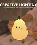 Verilux Cartoon Pear Night Lights for Kids Color Cute Smile Pear Night Light Soft Silione Lamp USB Rechargeable Nursery Night Light for Boys Girls Bedroom
