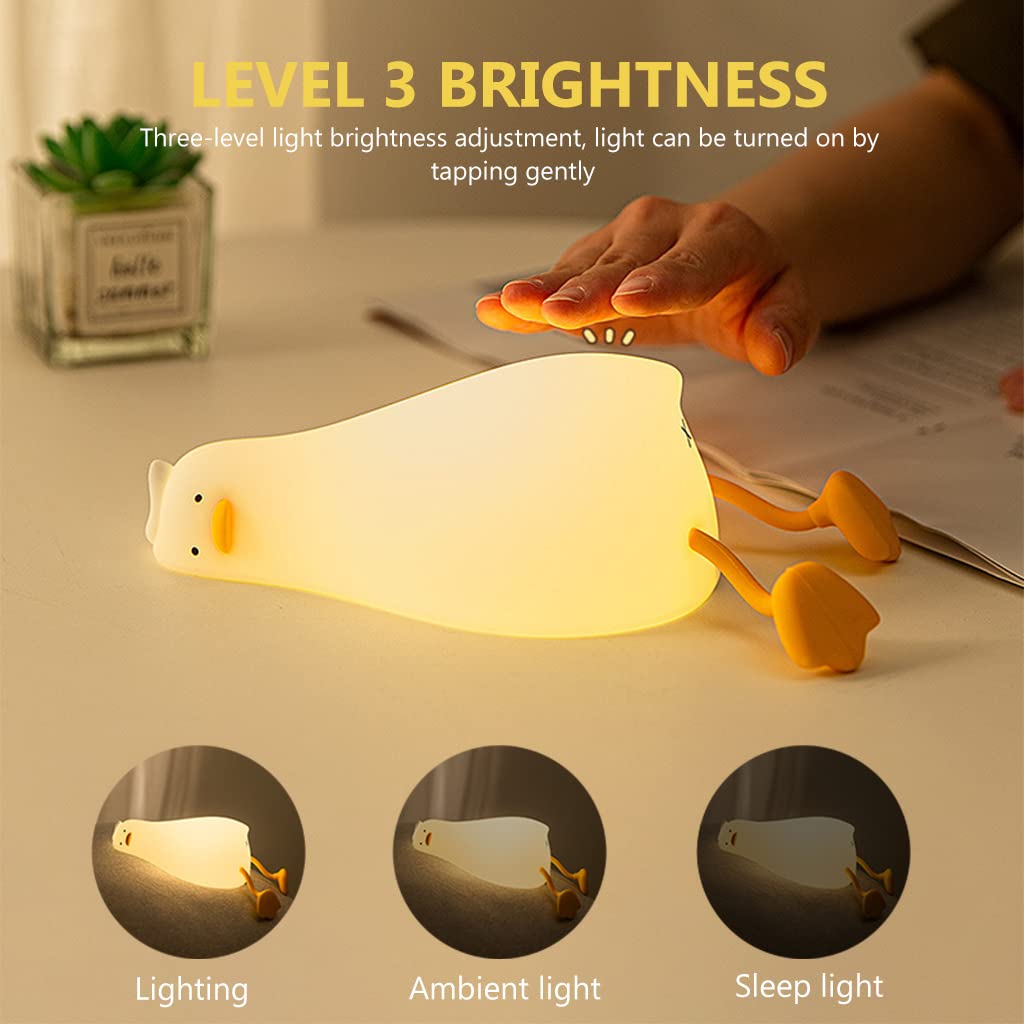 Verilux ELEPHANTBOAT Cartoon Duck Night Lights for Kids Cute Duck Night Light Soft Silione Lamp USB Rechargeable Nursery Night Light for Boys Girls Bedroom - verilux