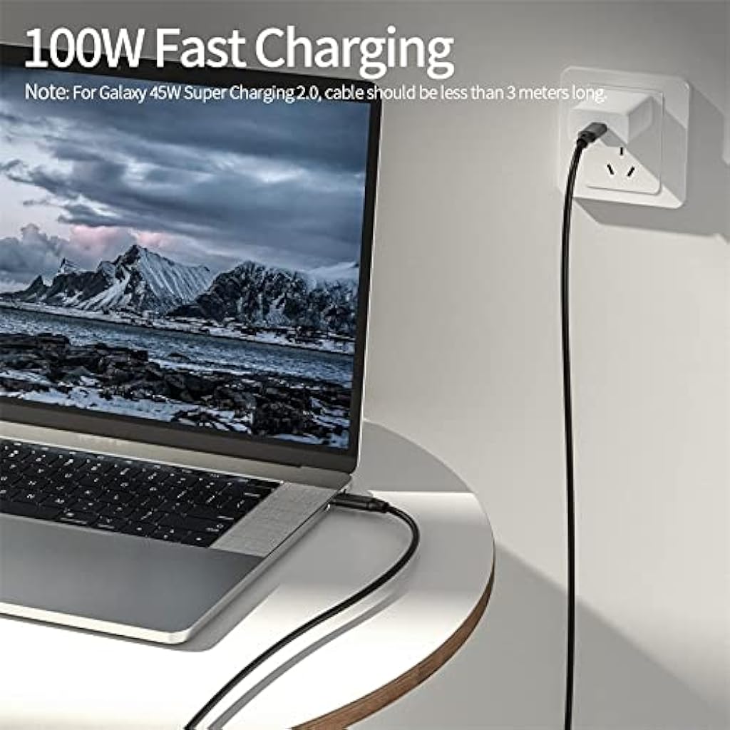 ZORBES® Type C to Type C Cable PD 100W 5A Type Cable Fast Charging 5V/20A, 4K/2K@60Hz Cable USB 2.0 Type C Charging for iPad Mini 6 iPad Pro 2020 iPad Air 4 MacBook Pro 2020 Samsung Pixel LG, 1 Meter - verilux