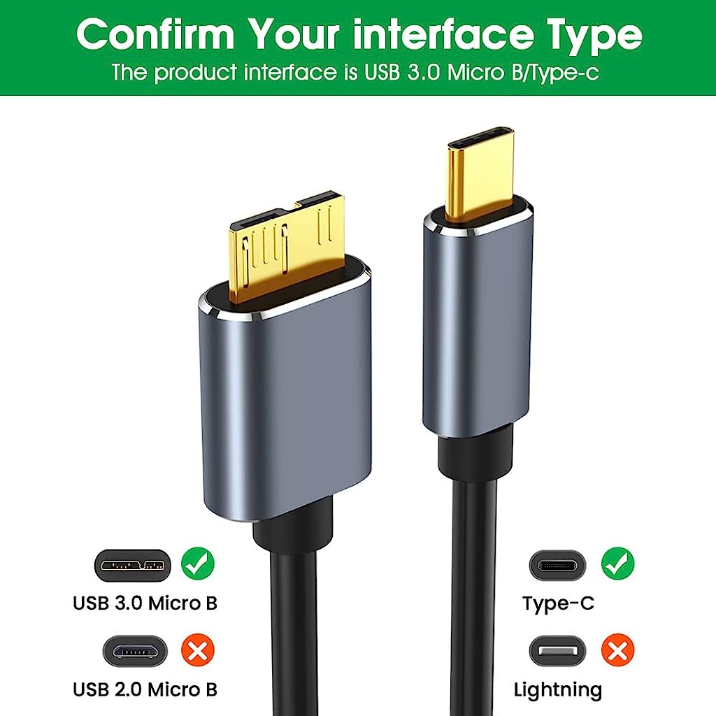 USB Type C to Micro B 3.0 Cable,0.5m Grey