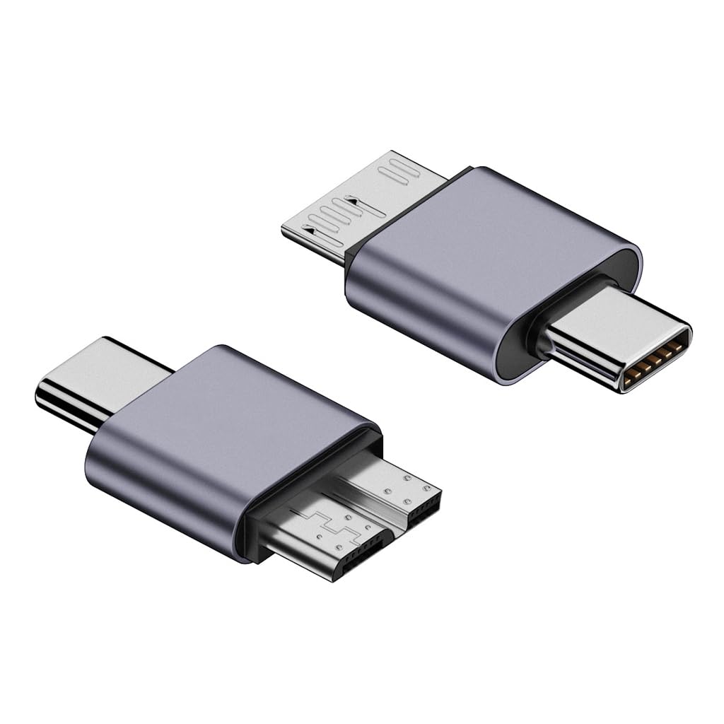 Verilux® USB C to Micro B Adapter, Type C to USB 3.0 Micro B Hard Drive Adapter Compatible with MacBook Pro Air, Toshiba, Seagate, WD External Hard Drive, Galaxy S8/S9/S10, My Passport Elements - verilux