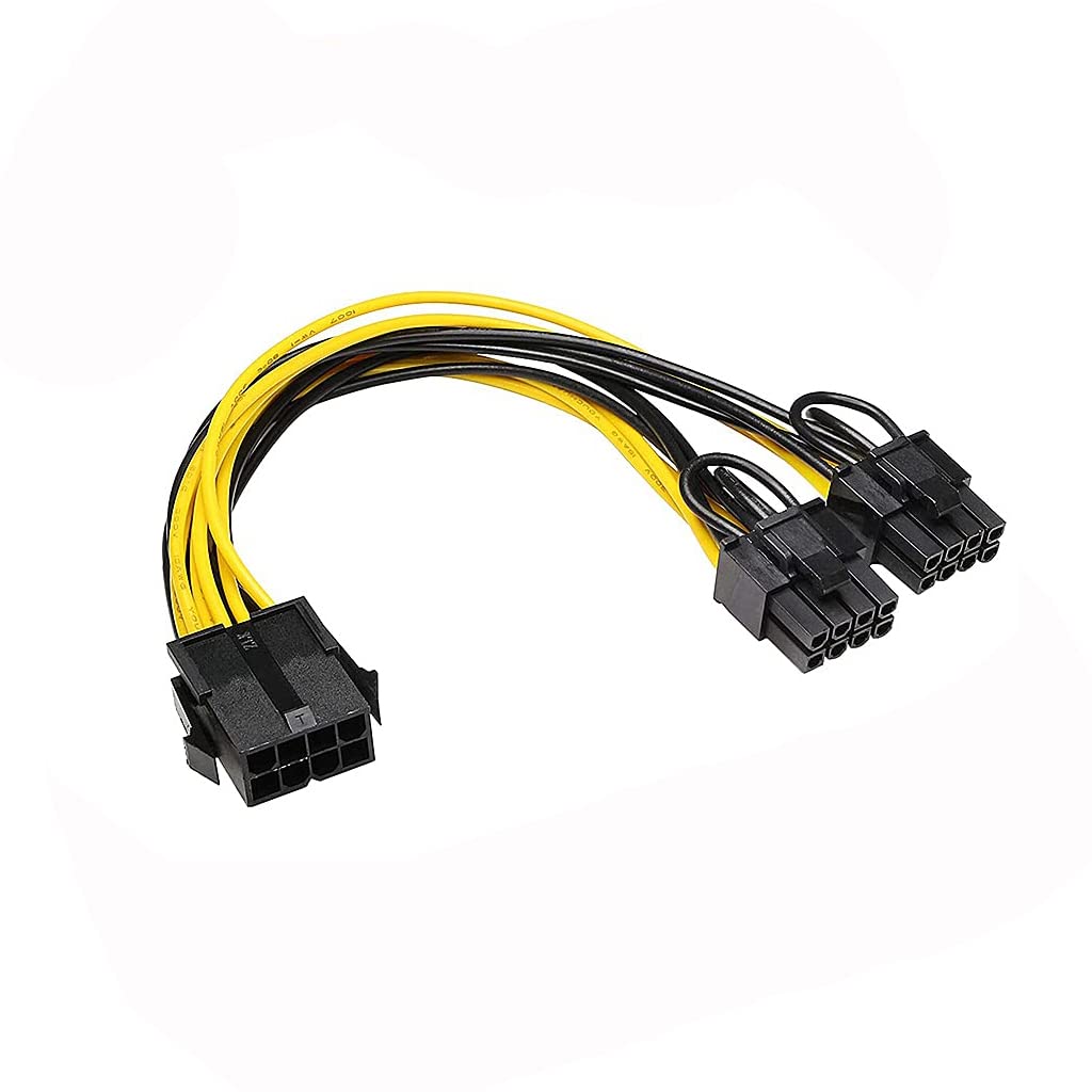 Verilux® 8 Pin PCI-E to 2 PCI-E 8 Pin (6 Pin + 2 Pin) Power Cable, Splitter PCI Express Mining Graphic Card Connector PC Power Cable GPU Graphics Video Card Wire, 30cm (2 pcs) (1 pcs) - verilux