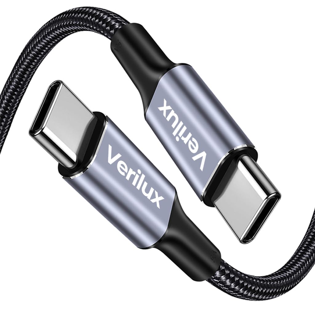 Verilux® Type C to Type C Cable, 6.6Ft 100W Fast Charging USB C Cable, 480Mbps Data Transfer Nylon Braided USB Type C Male to Male Cable for MacBook Pro 2020, iPad Pro 2020, iPad Air 4, Samsung S23 - verilux