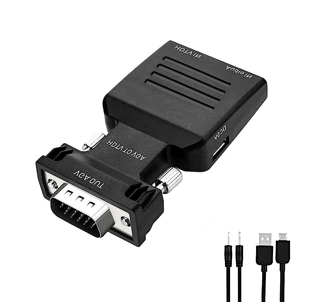 Verilux HDMI to VGA, Portable HDMI to VGA Converter/Adapter with Audio (Old PC to TV/Monitor with HDMI) for Computer, Desktop, Laptop, PC, PS3/4, Monitor, Projector, HDTV - verilux