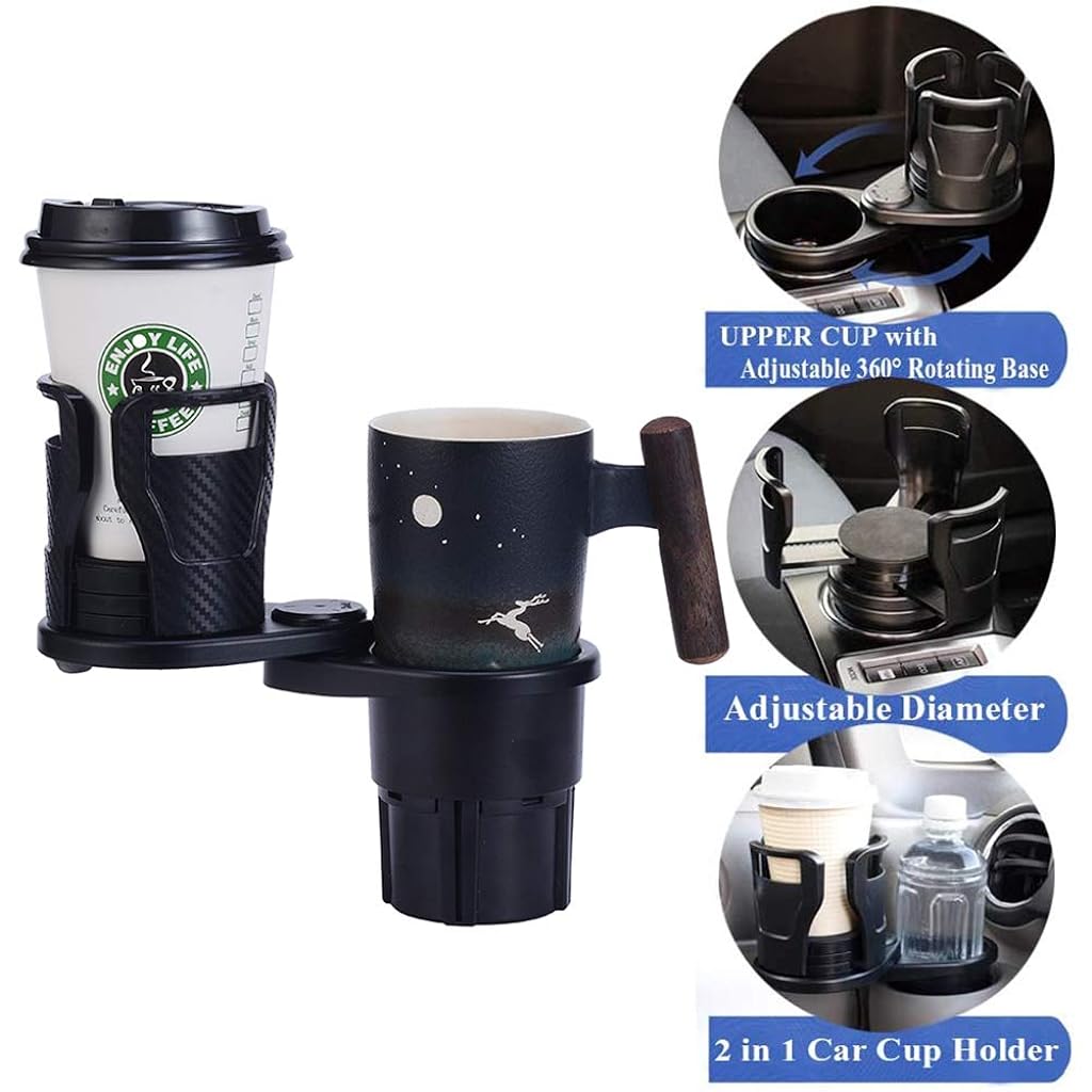 ZORBES® 2 in 1 Multifunctional Adjustable Base Extender Adapter Drink Cup Holder Organizer, Fits 14oz to 24oz YETI Coffee Mugs,Snack, Bottles suitable for Most of Cars - verilux