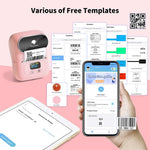 ZORBES® Thermal Printer, Mini Bluetooth Thermal Print Inkfree Printer Compatible with Android & iOS System, Label Printer Black on White with 1 Roll of Print Paper, Pink - verilux