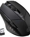 Verilux Wireless Mouse Rechargeable, Upgraded Ultra Slim 2.4G Silent Cordless Mouse Computer Mice 1600 DPI with USB Receiver for Laptop PC Mac MacBook, Windows (Black)