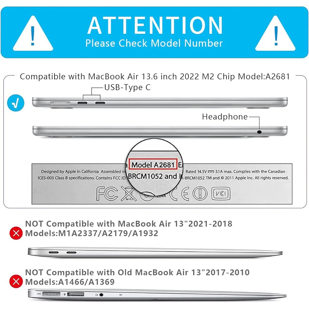 ZORBES® Polycarbonate Laptop Cover 13.6 inch for Case Cover Laptop Case Compatible with 2022 Release M2 A2681 Case Waterproof Laptop Protector Hard Case & Back Cover,Clear - verilux