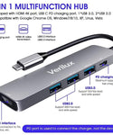 Verilux USB C Hub, 5 in 1 Portable Aluminum USB Hub Type C Hub with 4K HDMI Output, USB 3.0 Ports,USB C 100W PD, Compatible with,MacBook Pro/Air/ipad Pro 2018. More USB C Devices