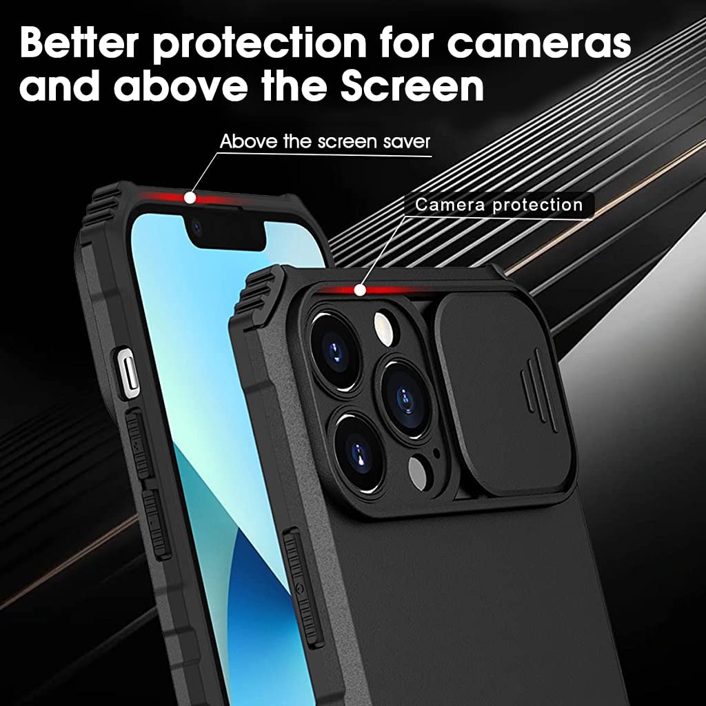 Verilux for iPhone 13 Case with Stand, iPhone 13 Cover with Camera Protection, Shockproof Heavy Duty Protective iPhone 13 Case, TPU iPhone 13 Back Cover with Slide Camera Cover - verilux