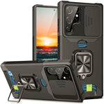 ZORBES® Phone Case for Samsung Galaxy S23 Ultra 5G Case with Rotatable Kickstand Phone Grip, S23 Ultra TPU Phone Case with Sliding Camera Cover Anti-Scratch Phone Case for Samsung Galaxy S23 Black