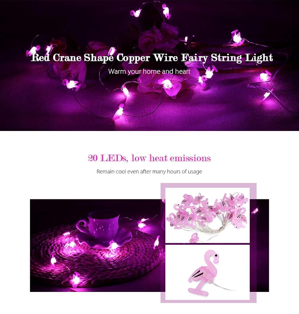 Verilux® 2m 20 LEDs Red Crane Cooper Wire String Light for Christmas Home Festival Decoration (Pink) - verilux