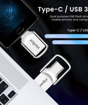 Pendrive 64GB Mini Flash Drive 2 in 1 with USB A 3.0 - Silver