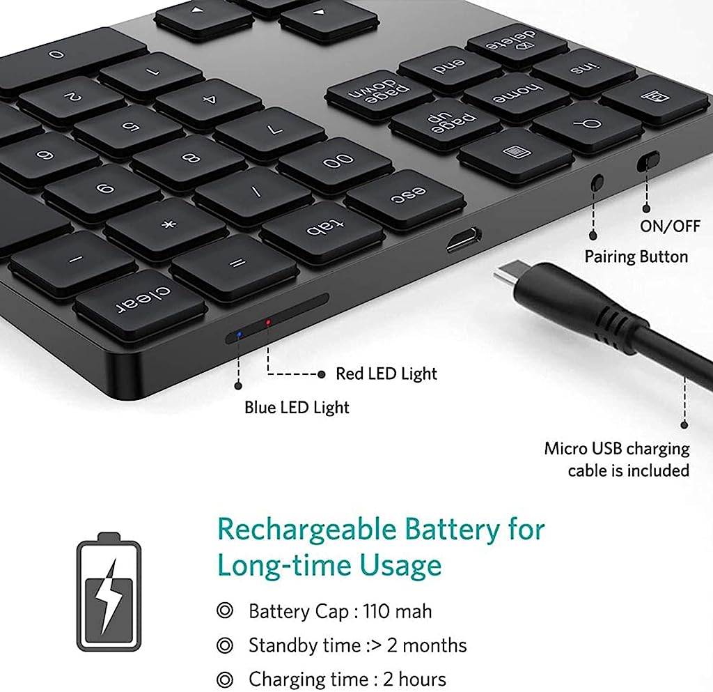 34-Keys Bluetooth Numeric Keypad