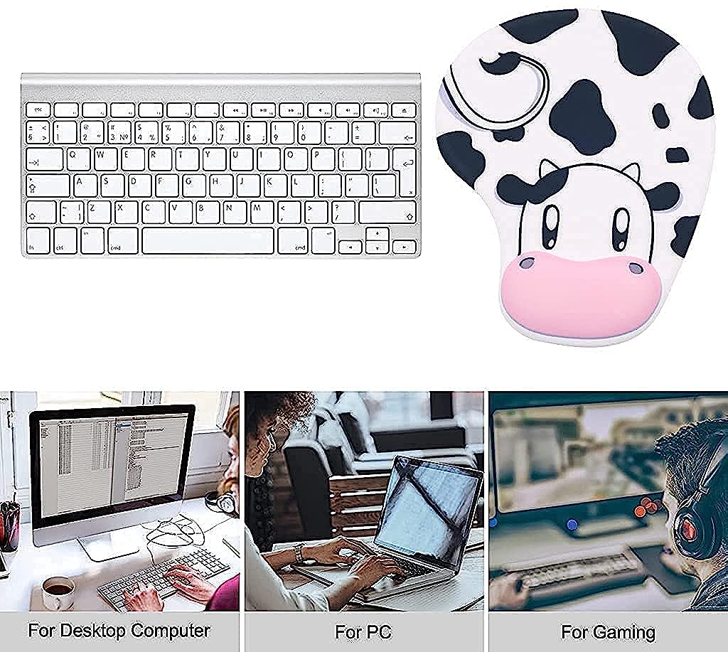 Verilux Ergonomic Mouse Pad with Wrist Rest ,Non-Slip Backing Cow Anime Cute Gel Mouse Pad Wrist Rest, Easy-Typing and Pain Relief for Gaming Office Computer Laptop - verilux