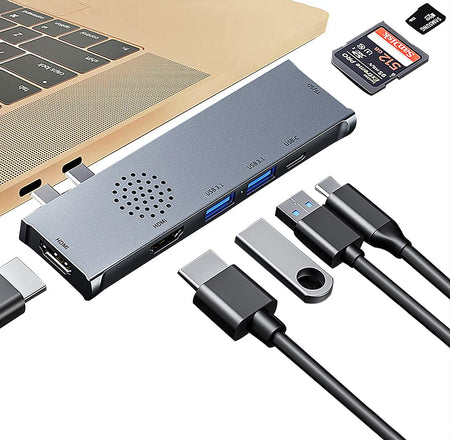 Verilux 2021 New USB C hub Adapter, Multiport Type C Hub with Two 4K HDMI,2 USB 3.0 Port, SD/Micro SD Card Reader, USB C Port, for MacBook Pro 13"-16" 2020/2019-2016, MacBook Air 2020-2018