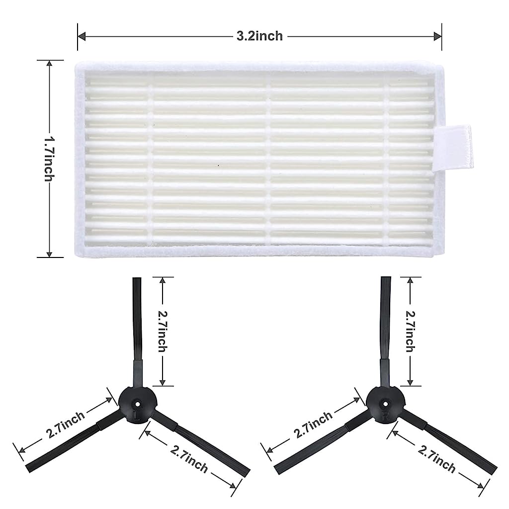 Verilux Vacuum Filter Kit Replacement for Robotic Vacuum ILIFE V3 V3S V5s V5 Pro Robot Vacuum Cleaner 4 Filters and 4 Side Brushes and 1 Primary Filter - verilux