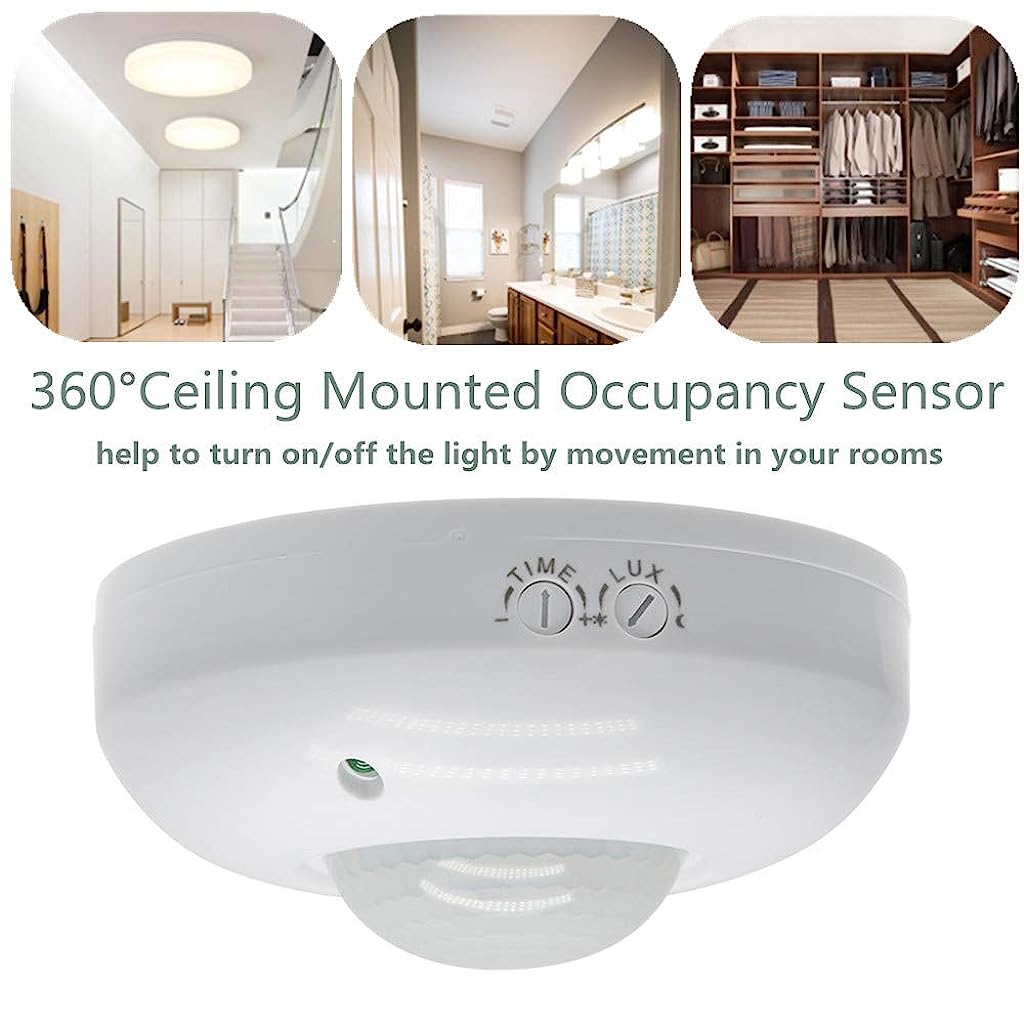 Verilux Ceiling Mount Smart PIR Motion Sensor Switch for Upgrading Lights,House Renovation,LED Motion Sensor Switch,Wiring Powered