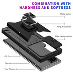 ZORBES® Phone Case for Samsung Galaxy S23 Ultra 5G Case with Rotatable Kickstand Phone Grip, S23 Ultra TPU Phone Case with Sliding Camera Cover Anti-Scratch Phone Case for Samsung Galaxy S23 Black