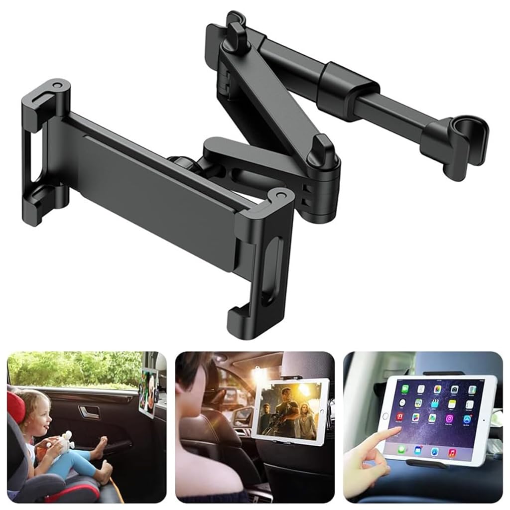 ZORBES® Car Tablet Holder, 360° Rotation Headrest Mounted Mobile Ipad Holder, Retractable Tab Holder Clip On for Car Tablet Holder Tablet Bracket for 5-11 Inches Phone or Tablet - verilux