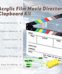 Verilux 12x10in Clap Board with Markers and Erasers for Movie Directors, Acrylic Clapboard Film Slate Cut Action Scene Clapper for Filmmaking Photography Studio Video TV