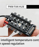 Verilux Chassis Fan Hub CPU Cooling Fan Hub 10 Port 12 V SATA to Fan Adapter with 4 Pin PWM Controller Dedicated Supply from PSU to Link Multiple Points for ATX Computer Case 4-Pin 3-Pin Cooling Fans