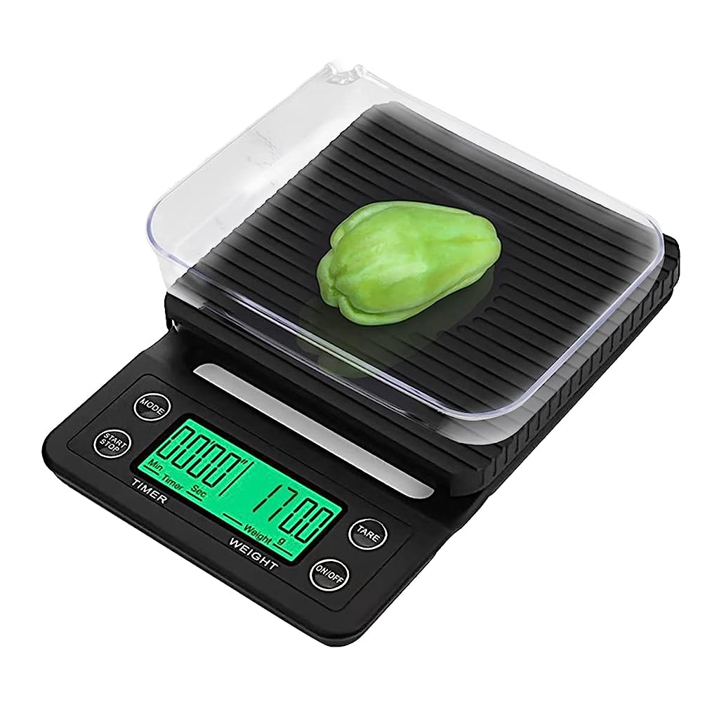 Verilux 3kg/0.1g Digital Kitchen Weighing Scale for Home Coffee Scale with Timer Food Weighing Scale for Diet LCD Digital Pocket Scale Portable Electronic Kitchen Scale for Water Injection Rate - verilux