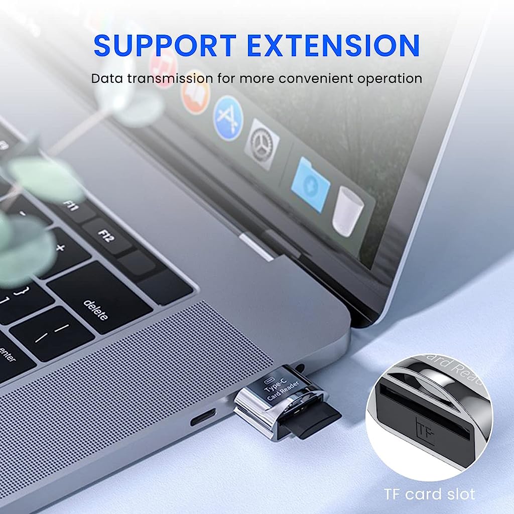 Verilux Micro SD Card Reader Mini Type C Card Reader TF Card Reader with Keychain USB C to Micro SD SDHC SDXC OTG Memory Card Reader Compatible with Laptops, MacBook Pro, Galaxy Note 20 S20