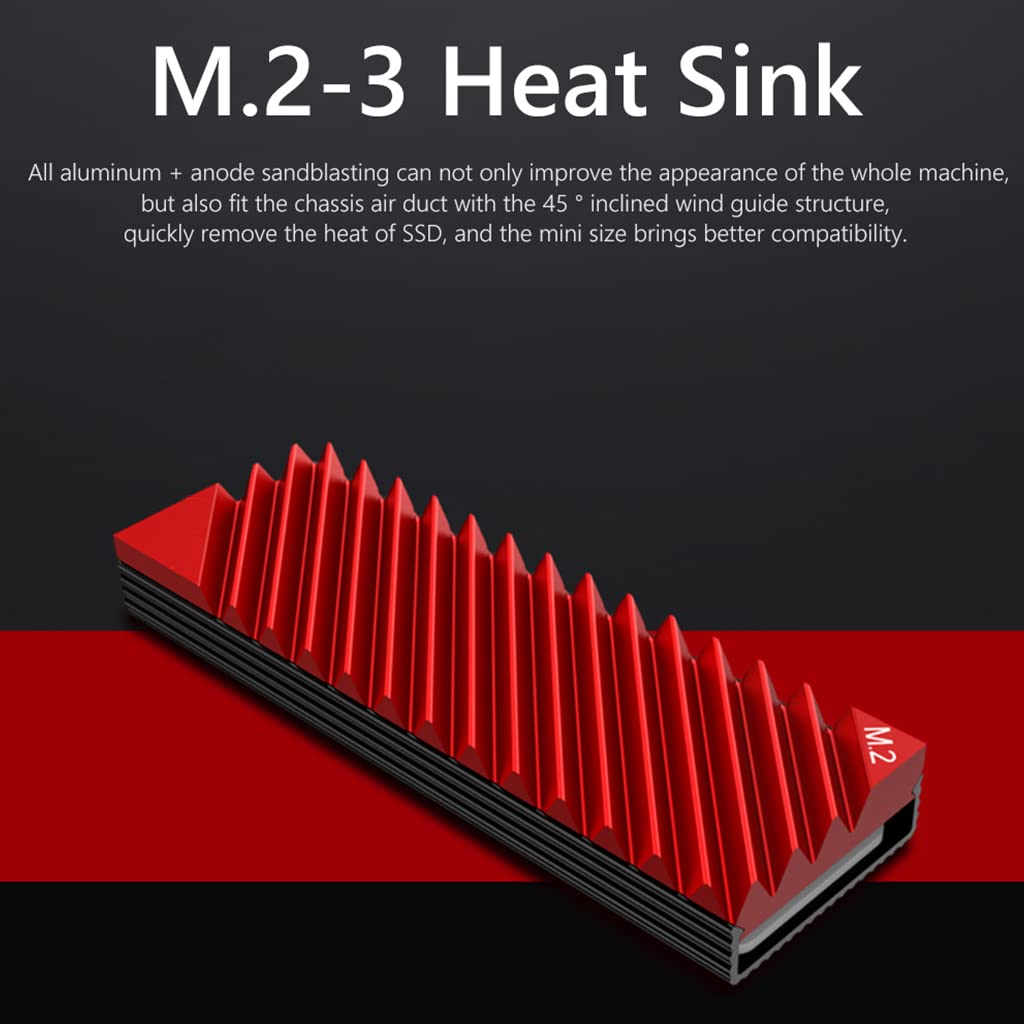 ZORBES® Heat Dissipation Radiator Aluminum Alloy Heat Sink Thermal Cooling Pads for M.2 2280 SSD Heat Sink for PC Computer-Red - verilux