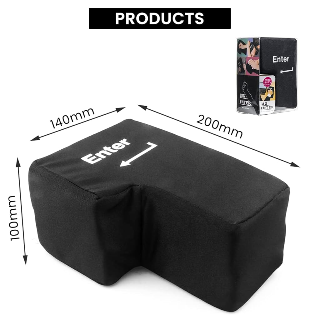 ZORBES® Large Usb Enter Key Fun Stress Relief Toy Cushion For Office Soft 'Enter' Key Plug And Play Practical Gift Stress Relief Toy, Black - verilux