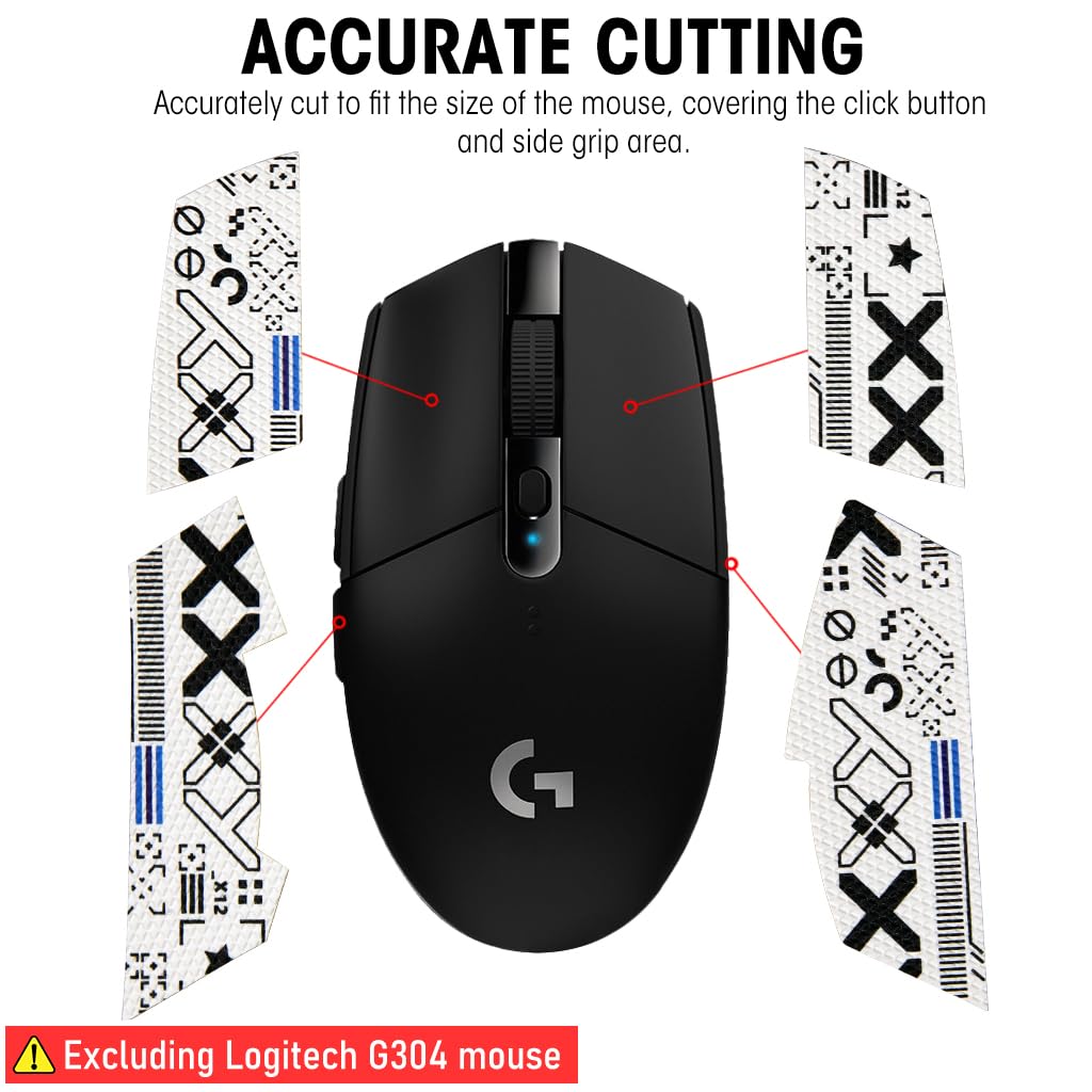 Verilux® Mouse Grip Tape for Lo gitech G102/G304 Gaming Mouse Skin, Pre-Cutted Self-Adhesive Mouse Grip Tape Fashion Sweat-Proof Mouse Grip Tape (Mouse is NOT Included) - verilux