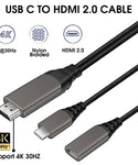 Verilux USB C to HDMI Cable 6 FT, USB C to HDMI Adapter 4K30Hz with USB C PD 60W Charging Port Compatible with MacBook Pro/Air,Samgsun S9/S9+/S8/S8+/S10,LG g5/LG g6/950,Switch,More USB C Devices