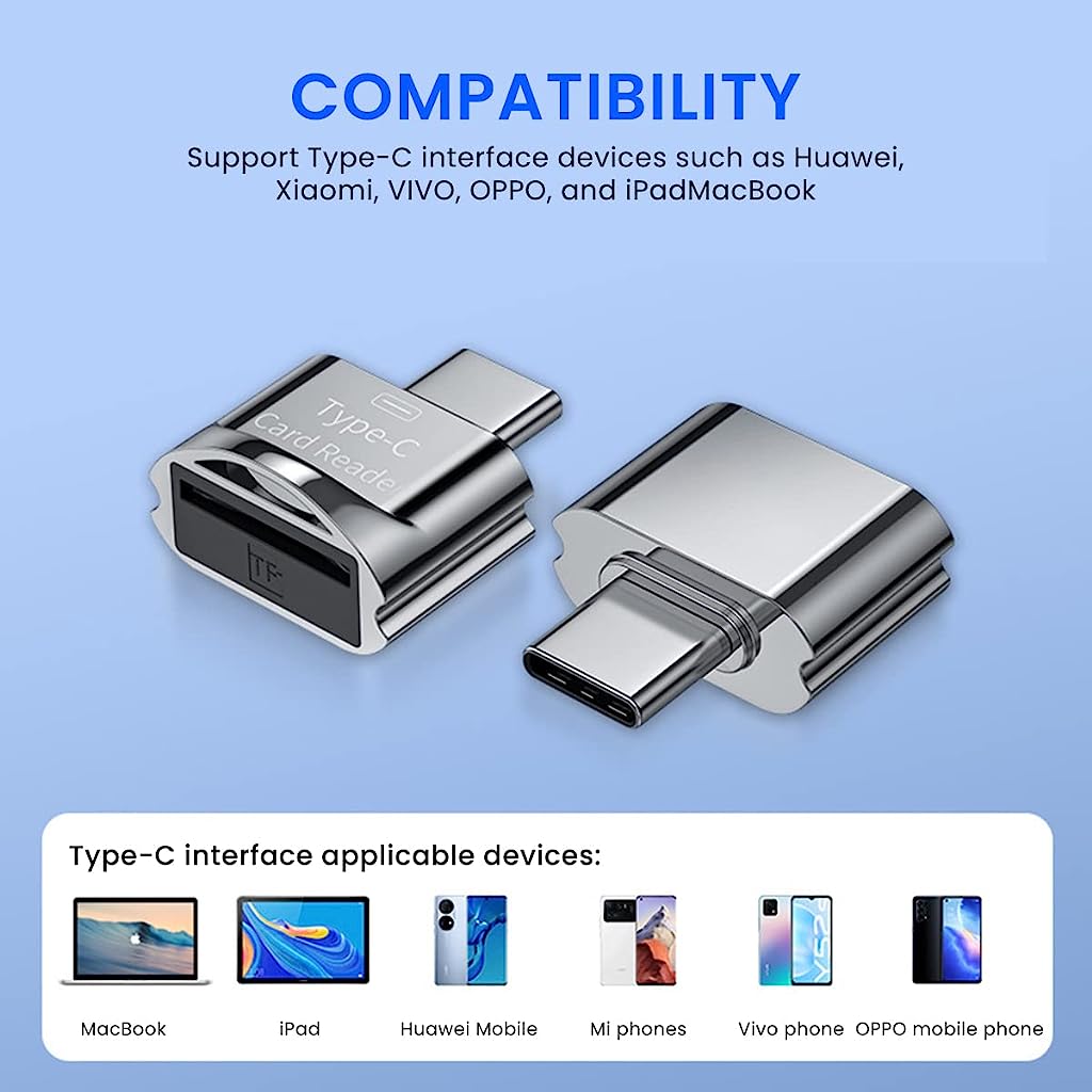 Verilux Micro SD Card Reader Mini Type C Card Reader TF Card Reader with Keychain USB C to Micro SD SDHC SDXC OTG Memory Card Reader Compatible with Laptops, MacBook Pro, Galaxy Note 20 S20 - verilux