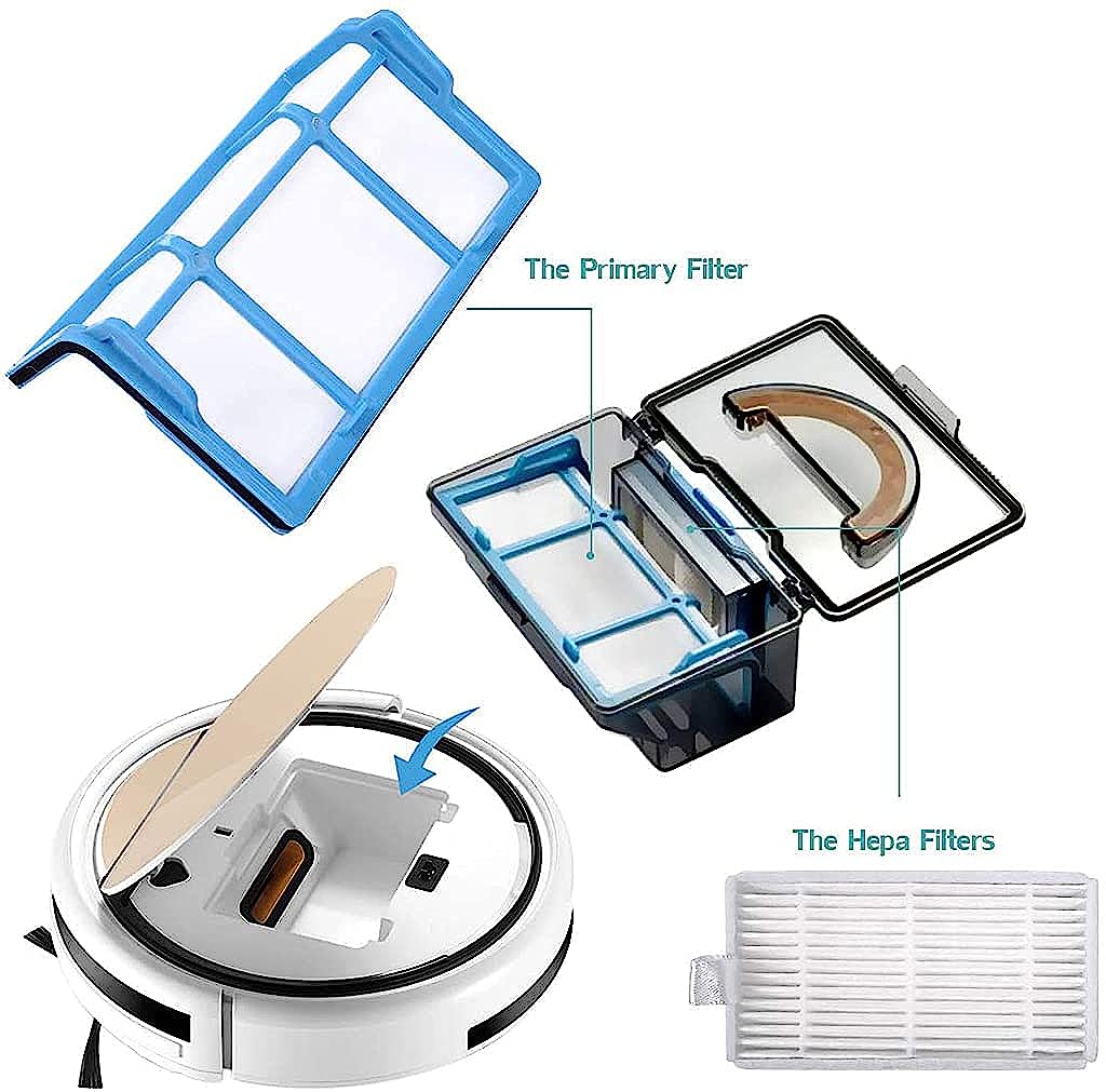 Verilux Vacuum Filter Kit Replacement for Robotic Vacuum ILIFE V3 V3S V5s V5 Pro Robot Vacuum Cleaner 4 Filters and 4 Side Brushes and 1 Primary Filter - verilux