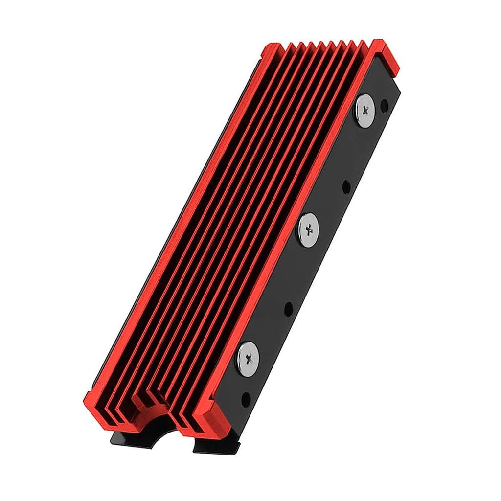 ZORBES® M.2 SSD Heatsink, Aluminum M.2 2280 SSD Heatsink with Thermal Silicone Pad for PC / PS5 M.2 PCIE NVMe SSD or M.2 SATA SSD (Red) - verilux