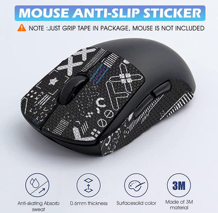Verilux Mouse Grip Tape for Logitech G Pro Wireless Mouse Pre-Cutted Self-Adhesive Mouse Grip Tape Sweat-Proof Anti-Slip Non-Fading Gaming Mouse Skin Cool Mice Upgrade Kit (Mouse is NOT Included)