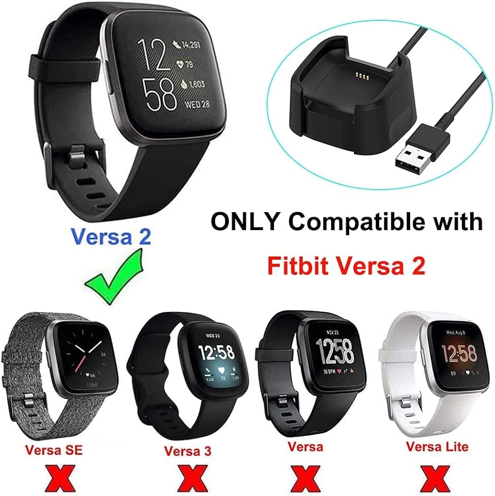 ZORBES® USB Charger for Fitbit Versa 2 Smart Watch Charger Fitbit Versa 2 Charger Charging Dock Stand with USB Cable - verilux