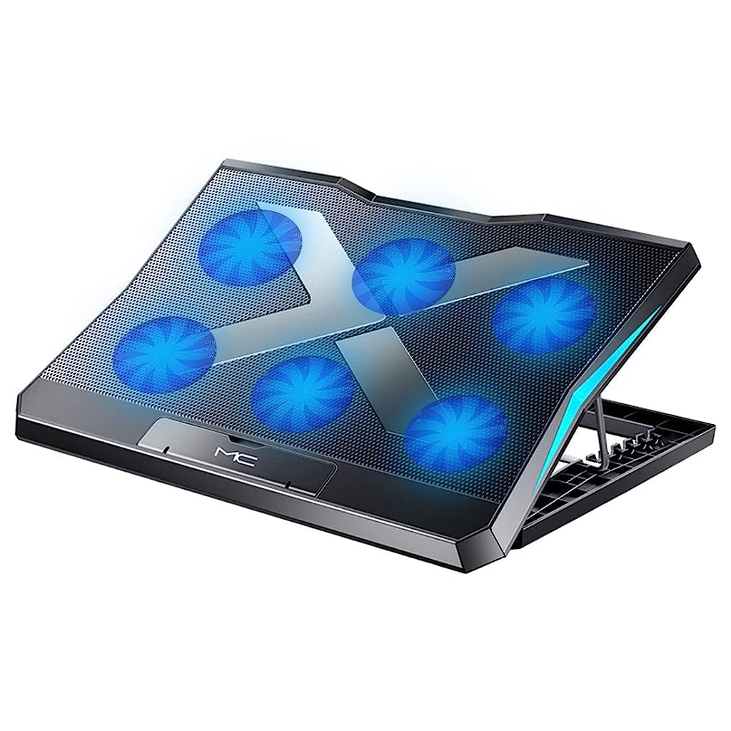 Verilux Laptop Cooling Pad for 11-17.3 Inch Laptop,RGB Laptop Cooler Stand with Phone Bracket,Height Adjustable,Notebook Cooler,Dual USB Port,Anti-Slip,6 Powerful Cooling Fan