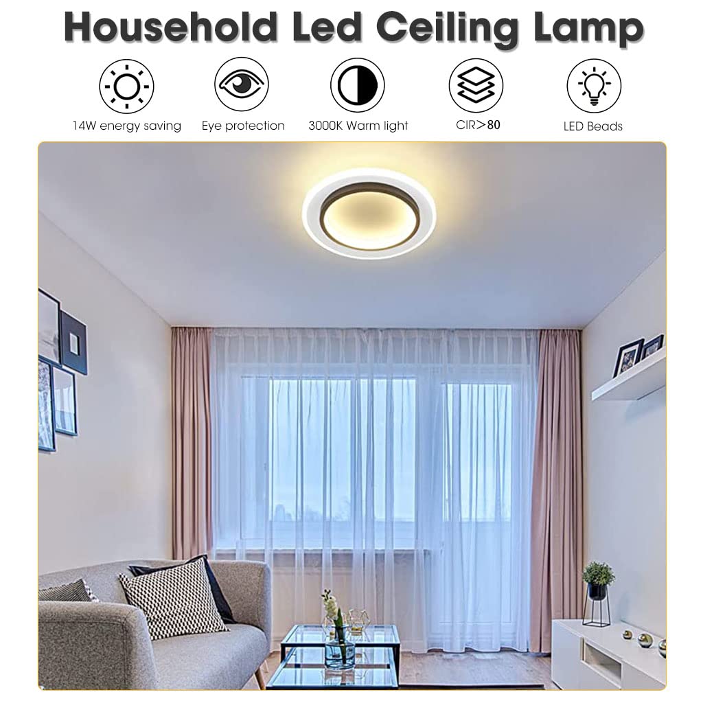 Verilux 24W LED Modern Ceiling Light for Living Room for 3-8m2 Small Room, 3000K LED Warm Light Modern Acrylic Round Interior Light, 24 * 24cm LED Ceiling Light for Small Room Home Balcony