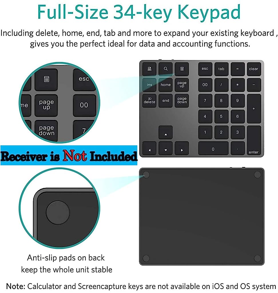 34-Keys Bluetooth Numeric Keypad