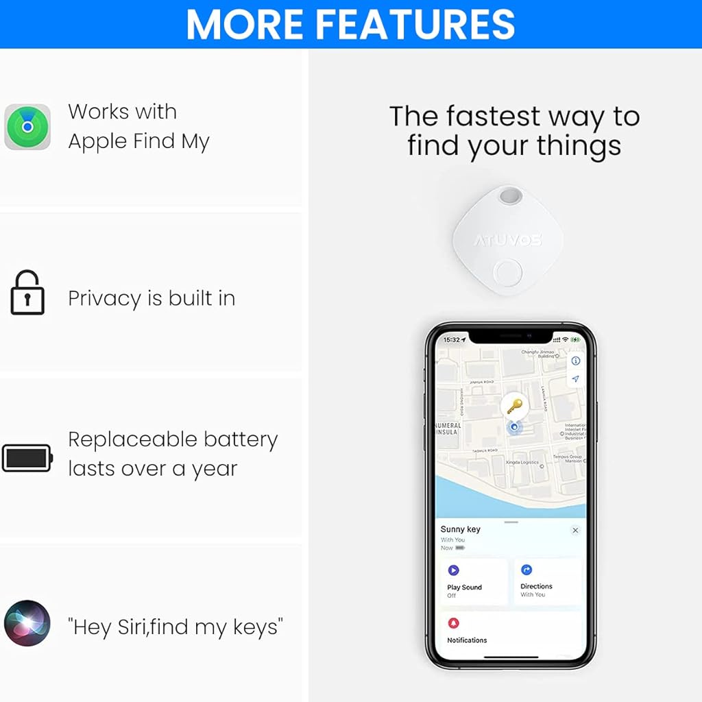 ZORBES® Smart Bluetooth Tracker, Compatible with Apple Find My (iOS Only), Key Finder, Item Locator for Luggage Suitcase, Wallets, Bag, up to 400ft Range - verilux