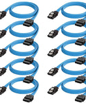 Verilux 10 PCS SATA Cable III 6Gbps Straight HDD SDD Data Cable with Locking Latch Compatible for SATA HDD, SSD, CD Driver, CD Writer 15.7 Inch Blue