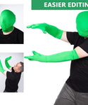 Verilux Green Screen Photography Props Green Headcover and Long Sleeve Gloves Chroma Key Special Effects Background Chroma Keying Green Gloves and Head Cover for Digital Image and Video Editing