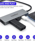 Verilux USB C Adapter 4 in 1 Portable Aluminum USB Type C Hub HDMI Adapter with 4K@30Hz HDMI Output, USB 2.0/3.0 Ports Compatible for MacBook Pro/Air, iPad Pro, XPS, Surface Pro/Go More Type C Device