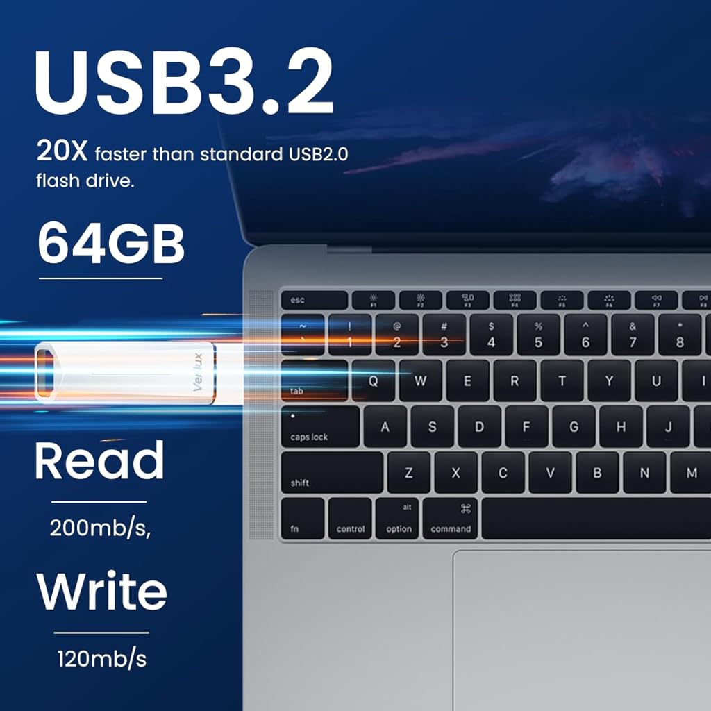 Verilux® USB Flash Drive 64GB USB 3.2 Flash Drive High Speed Reading & Writing Pendrive Universal USB Mini External Flash Drive for Laptop Portable Flash Drive for Travel - verilux